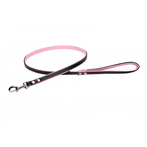 SMYCZ SKÓRZANA PREMIUM 12mm/120cm CZARNO/RÓŻOWA