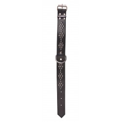 OBROŻA SKÓRZANA ĆWIEK TRAPEZ 40mm/46cm CZARNA