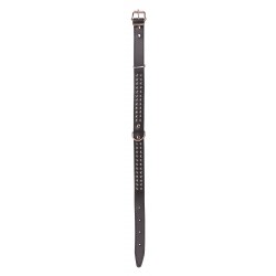 OBROŻA SKÓRZANA ĆWIEK DWURZĘDOWA 25mm/59cm CZARNA