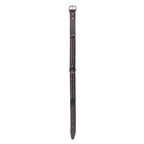 OBROŻA SKÓRZANA ĆWIEK DWURZĘDOWA 30mm/63cm CZARNA