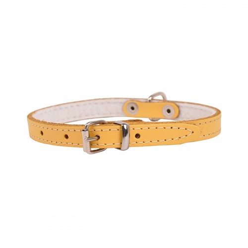 OBROŻA SKÓRZANA 10mm/27cm ŻÓŁTA