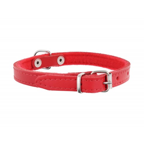 OBROŻA SKÓRZANA 12mm/32cm CZERWONA