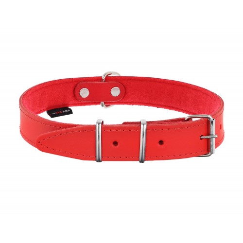 OBROŻA SKÓRZANA 30mm/56cm CZERWONA