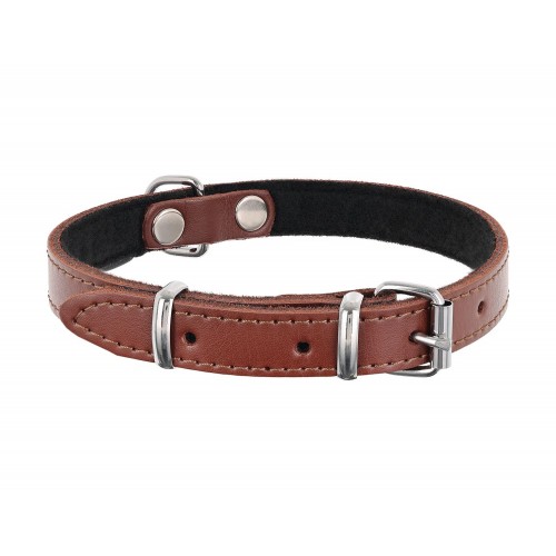 OBROŻA SKÓRZANA 18mm/43cm BRĄZOWA