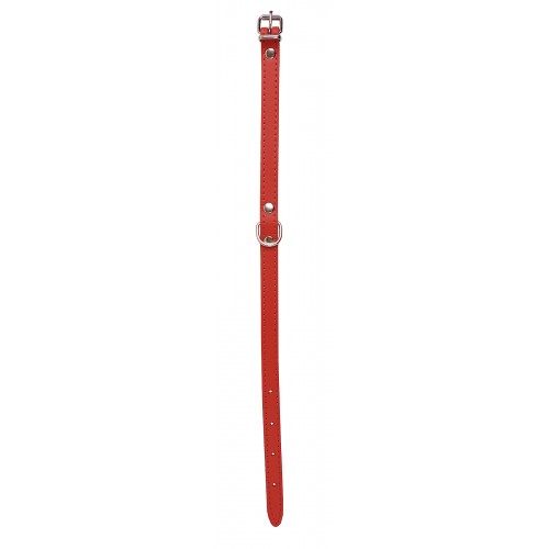 OBROŻA SKÓRZANA 14mm/36cm CZERWONA